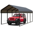 thumbnail image 1 of 10x20 ft Heavy-Duty Carport Canopy Kit, Galvanized Steel Portable Garage for RV, Truck, Boat & 1 Cars, All-Weather Shelter, Easy Assembly, 1 of 7