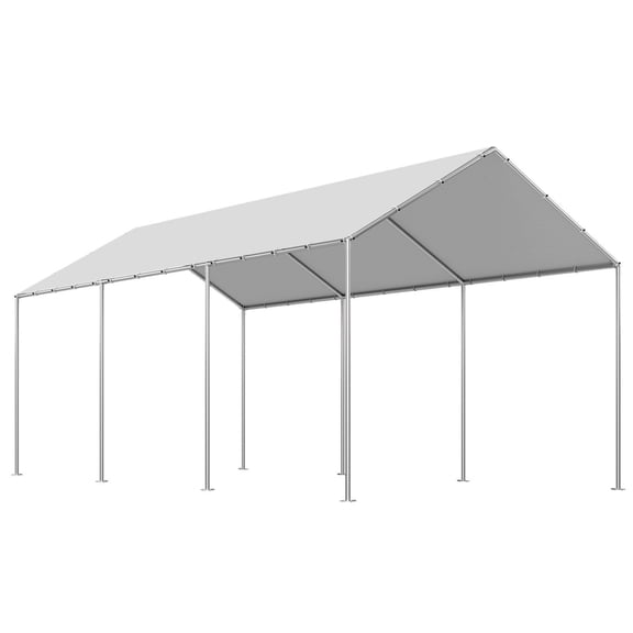 10x20 ft Heavy-Duty Portable Carport Canopy Replacement Cover, Waterproof & UV-Resistant Grey Shelter Tarp with Ball Bungees, Frame Not Included
