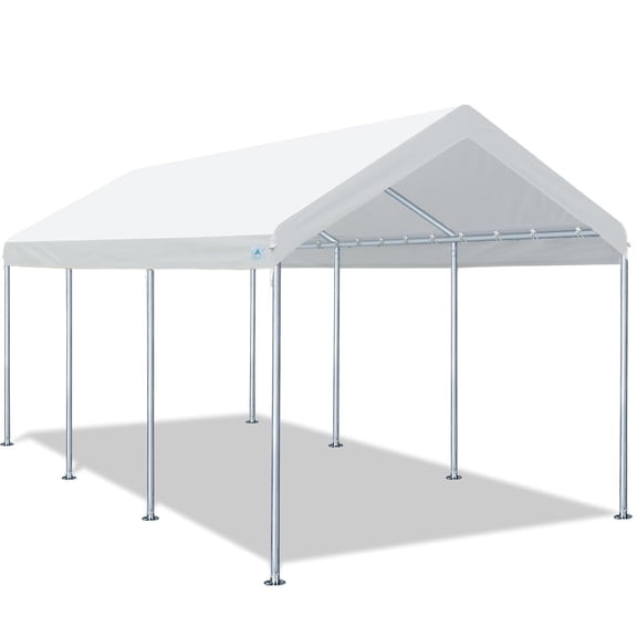 10x20 ft Heavy Duty Portable Carport Canopy Shelter for Cars Boats RVs Party Events, Adjustable Height 9.5ft to 11ft, White