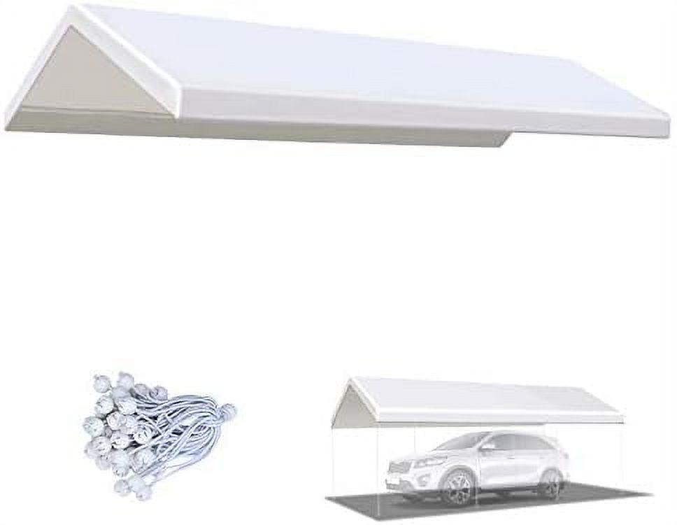 10x20 ft carport replacement canopy garage top cover tent shelter tarp with bungee cords, canopy
