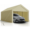 thumbnail image 1 of 10x20FT Heavy Duty Carport, Portable Garage with Removable Sidewalls and Doors for Car, Truck, SUV, UV Resistant Waterproof Carport Canopy for Outdoor, All-Season Tarp for Car (Beige), 1 of 7