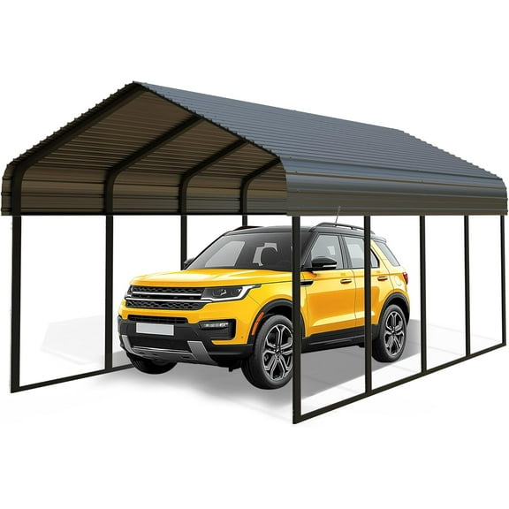Heavy Duty 10x20 ft Steel Carport - Reinforced Frame & All-Weather Protection | Portable Garage Shelter for Cars, Trucks, Boats, RVs - Ideal for Yard & Backyard