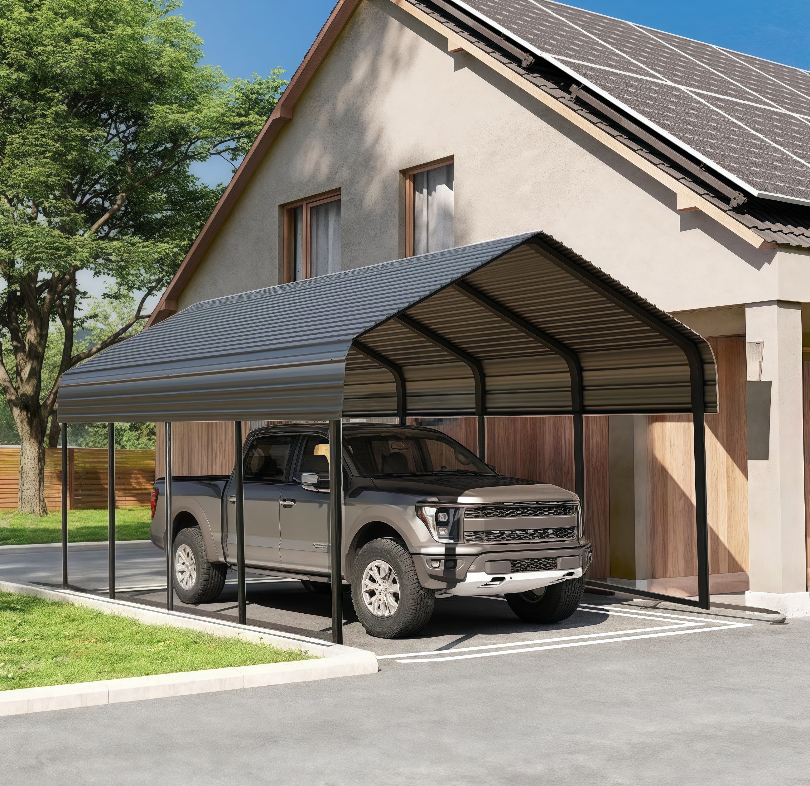 10x20FT Heavy Duty Metal Carport Rust Resistant Wind Resistant Corrosion Resistant UV Protected Portable Shelter for Cars SUVs Trucks RVs Boats All Weather Protection and Sunshade