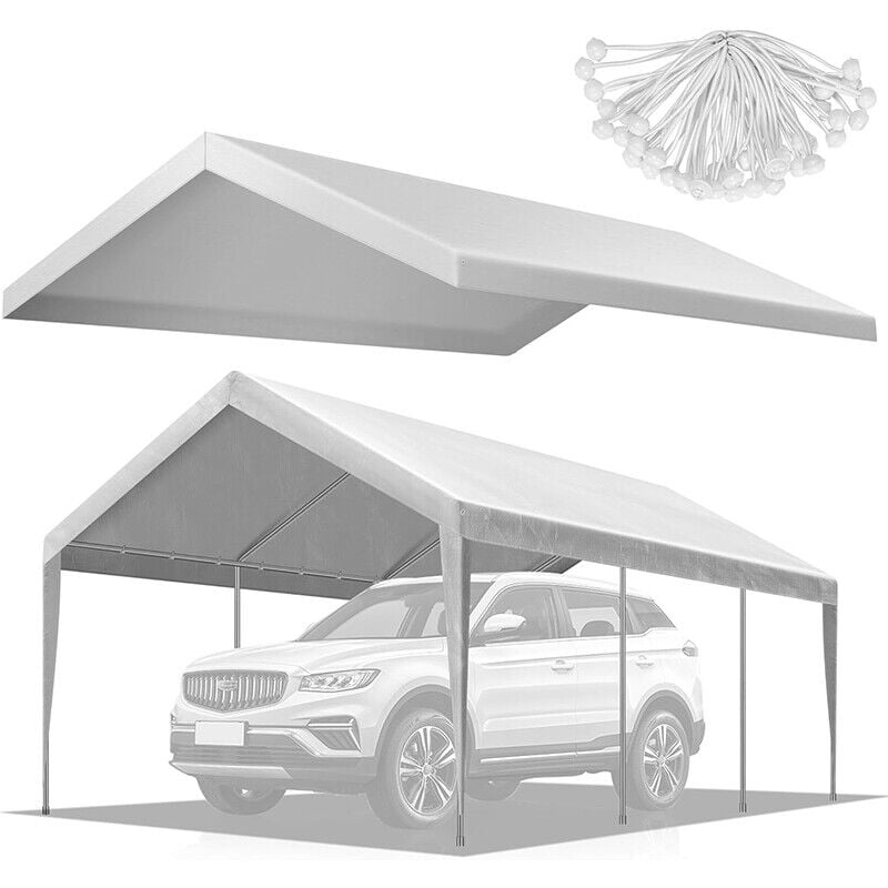 10x20ft Carport Replacement Canopy Cover 180G Waterproof w/ 40 Elastic