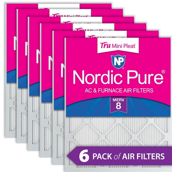 10x20x1 (9_1/2x19_1/2) Nordic Pure Tru Mini Pleat MERV 8 Air Filters 6 Pack