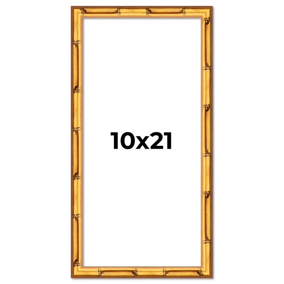 10x21 Frame Gold Bamboo Solid Wood Picture Frame | 1 Inch Moulding Width | Interior Frame Depth