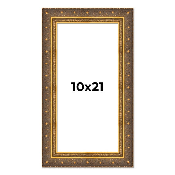 10x21 Frame Vintage Gold Solid Wood Picture Frame | 2.5 Inch Moulding Width | Ornate Bronze Museo