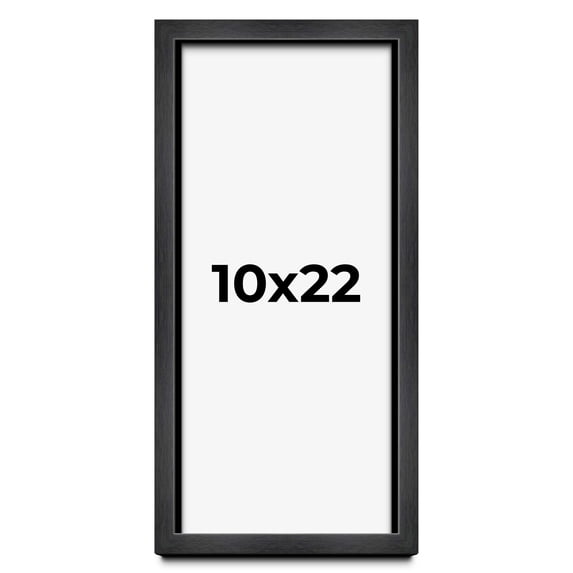 10x22 Frame Black Charcoal Grey Wood Textured Picture Frame | 0.75 Inch Moulding Width | Gunmetal