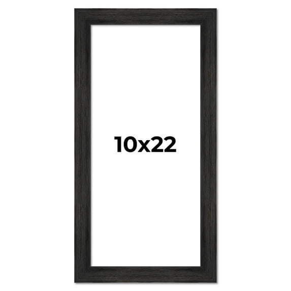 10x22 Frame Black Rustic Barnwood Solid Wood Picture Frame | 1.5 Inch Moulding Width | Includes UV