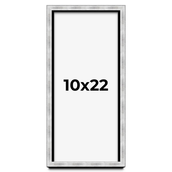 10x22 Frame Brushed Silver Solid Wood Picture Frame | 0.75 Inch Moulding Width | Rabbet Depth 0.75