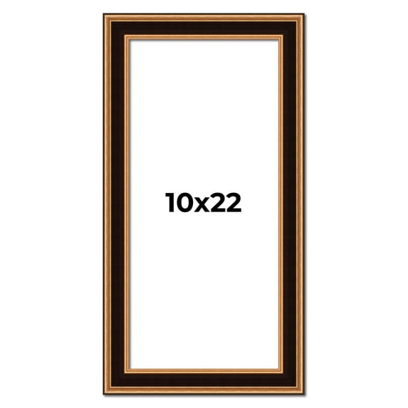 10x22 Frame Gold Brown Plein Air Vintage Solid Wood Picture Frame | 1.75 Inches Moulding Width |