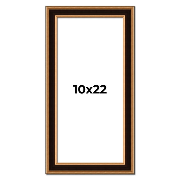 10x22 Frame Gold Brown Plein Air Vintage Solid Wood Picture Frame | 1.75 Inches Moulding Width |