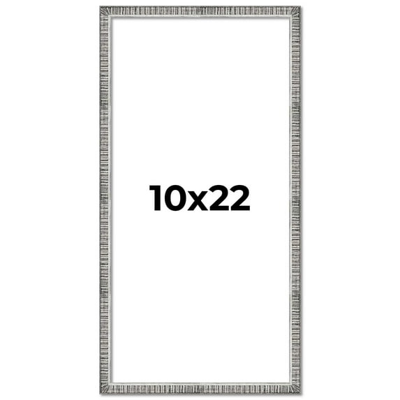 10x22 Frame Silver Picture Frame - Complete Modern Photo Frame Includes UV Acrylic Shatter Guard