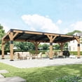 thumbnail image 1 of 10x22 ft Cedar Wood Gazebo with Hardtop Slope Roof, Large Outdoor Grill Canopy with Galvanized Steel Double Roof, 1 of 7