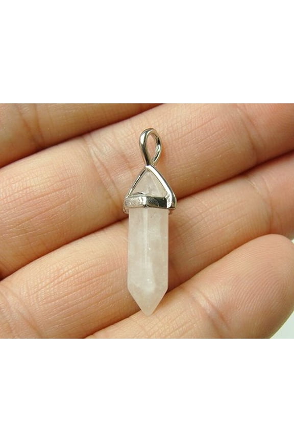 10x22mm Pack Of 3 Rose Quartz Small Tapered Pendant Genuine Gemstone Natural Jewelry Making