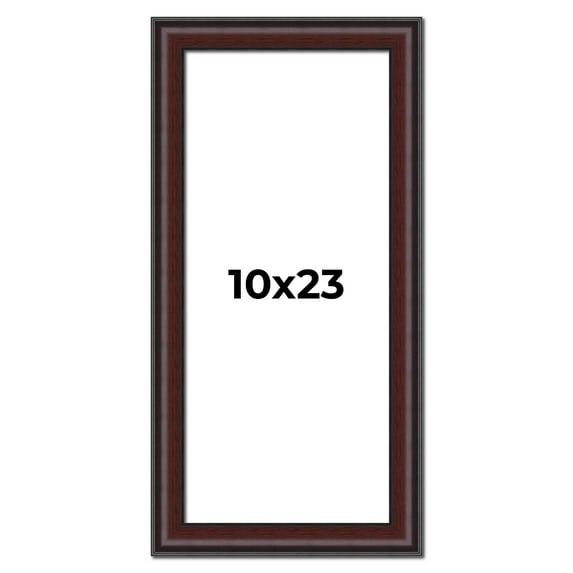 10x23 Frame Brown Round Mahogany Solid Wood Picture Frame | 1.625 Inch Moulding Width | with UV