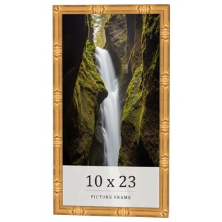 10x23 Frame Gold Bamboo Solid Wood Picture Frame | 1 Inch Moulding Width | Interior Frame Depth