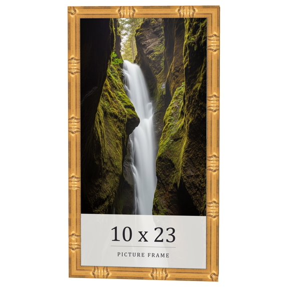 10x23 Frame Gold Bamboo Solid Wood Picture Frame | 1 Inch Moulding Width | Interior Frame Depth