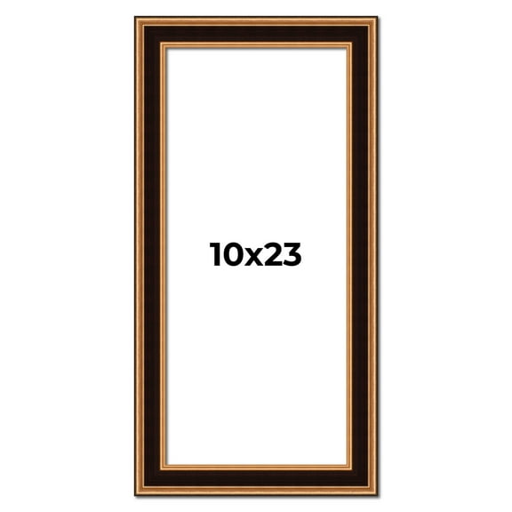 10x23 Frame Gold Brown Plein Air Vintage Solid Wood Picture Frame | 1.75 Inches Moulding Width |
