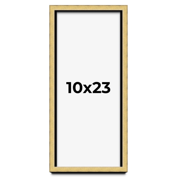 10x23 Shadow Box Frame Gold | 1.375 Inches Deep Real Wood Contemporary Shadowbox Display Frame | UV