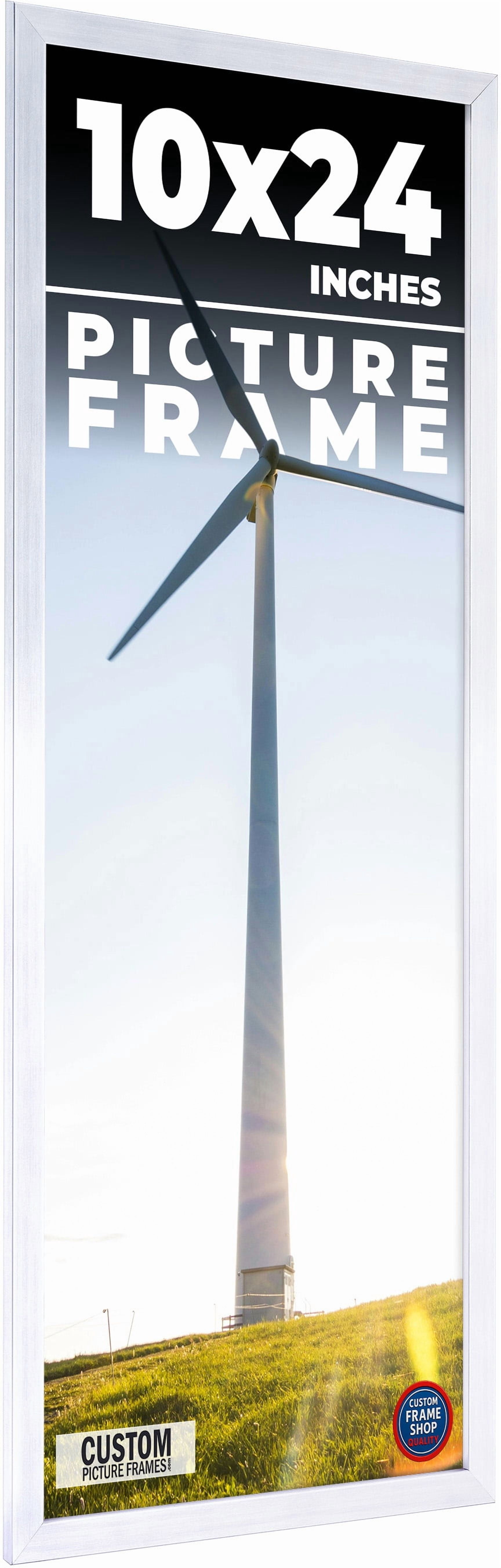 10x24 - 10 x 24 Stainless Steel Silver Solid Wood Frame with UV Framer ...