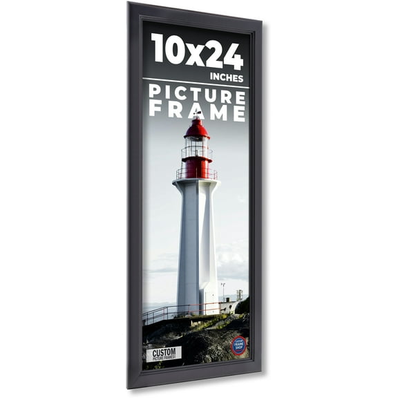 10x24 Frame Black Passaggi Solid Wood Picture Frame Width 1.5 Inches | Interior Frame Depth 0.5