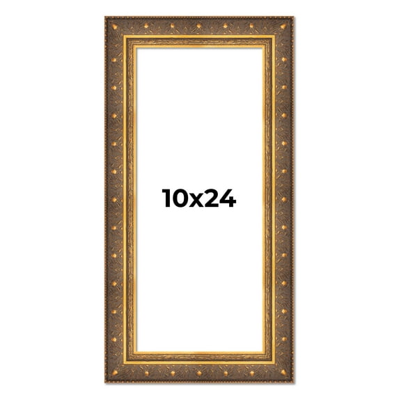 10x24 Frame Vintage Gold Solid Wood Picture Frame | 2.5 Inch Moulding Width | Ornate Bronze Museo