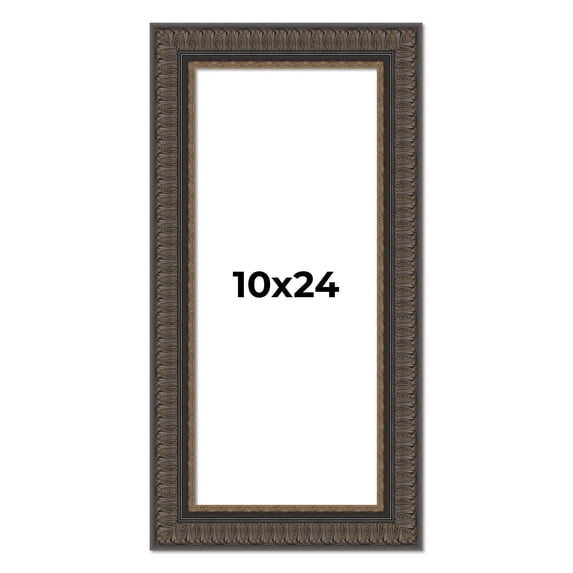10x24 Museum Brown Picture Frame - UV Acrylic, Foam Board Backing, Hanging Hardware