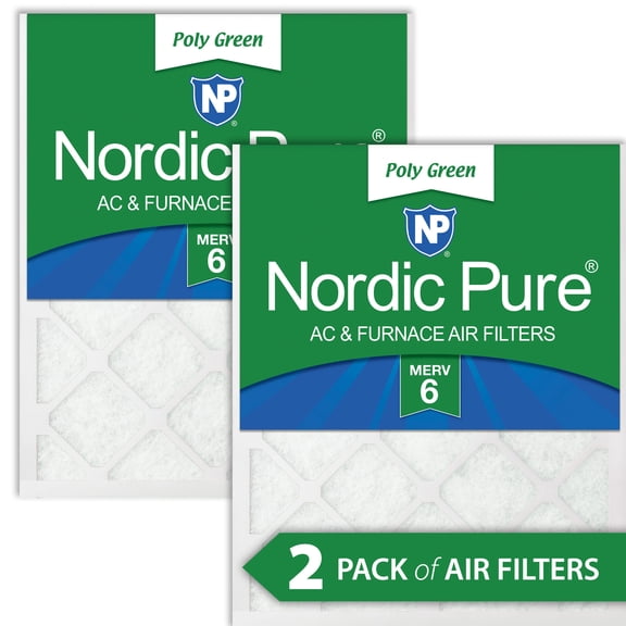 10x24x1 MERV 6 Poly Green AC Furnace Air Filter 2 Pack - Captures Dust/Pollen