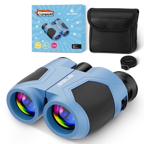 BNISE 10x25 Compact Binoculars for Adults and Kids- Small Binoculars for Travel Bird Watching Waterproof/Easy Focus/High Powered/ Low Light Vision-Blue
