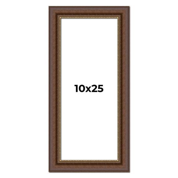 10x25 Copper and Brown Real Wood Picture Frame Width 2 inches | Interior Frame Depth 0.5 inches |
