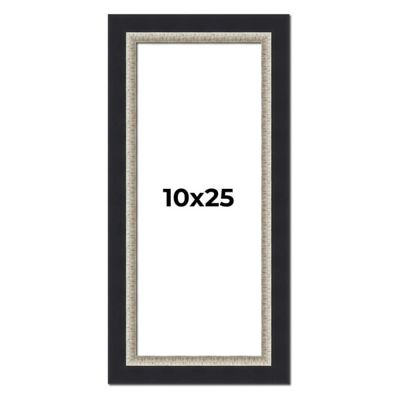 10x25 Frame Black Real Wood Picture Frame Width 2.25 Inches | Interior Frame Depth 0.5 Inches |