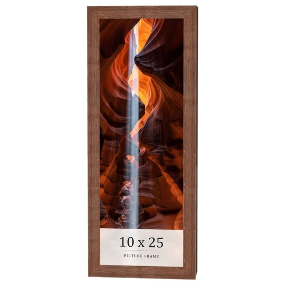 10x25 Frame Brown Farmhouse Solid Wood Picture Frame Width 1.5 Inches | Interior Frame Depth 0.5