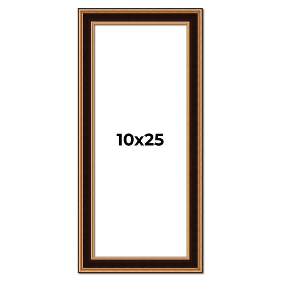 10x25 Frame Gold Brown Plein Air Vintage Solid Wood Picture Frame | 1.75 Inches Moulding Width |