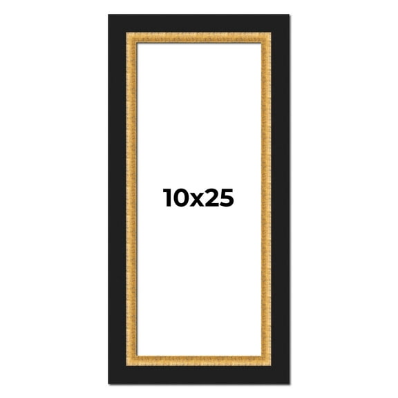 10x25 Frame Gold Real Wood Picture Frame Width 2.25 Inches | Interior Frame Depth 0.5 Inches |