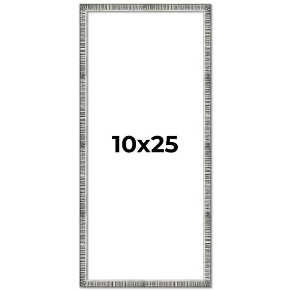 10x25 Frame Silver Grey Distressed Solid Wood Picture Frame | 0.75 Inch Moulding Width | Interior
