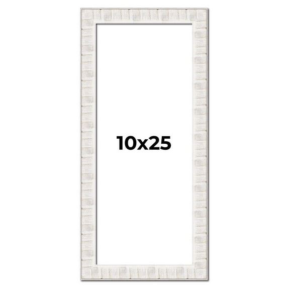 10x25 Frame White Sonoma Rustic Wood Picture Frame | 1.5 Inch Moulding Width | Complete with UV