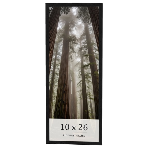 10x26 Frame Black Charcoal Grey Wood Textured Picture Frame | 0.75 Inch Moulding Width | Gunmetal
