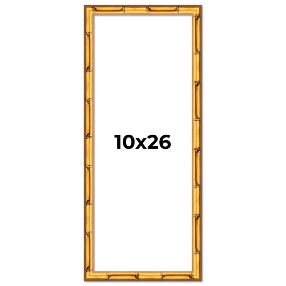 10x26 Frame Gold Bamboo Solid Wood Picture Frame | 1 Inch Moulding Width | Interior Frame Depth