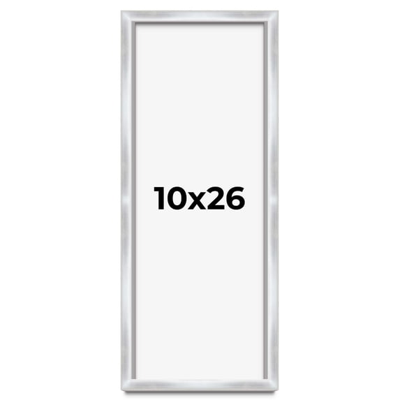 10x26 Frame Silver Whitewashed Wood Grain Solid Wood Shadow Box | 0.75 Inch Moulding Width | 0.75