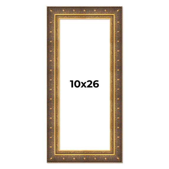 10x26 Frame Vintage Gold Solid Wood Picture Frame | 2.5 Inch Moulding Width | Ornate Bronze Museo