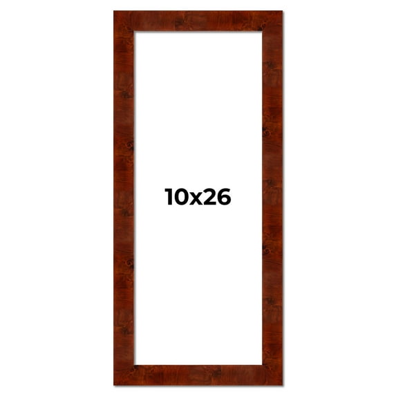 10x26 Walnut Brown Veneer Real Wood Picture Frame Width 1.75 inches | Interior Frame Depth 0.5