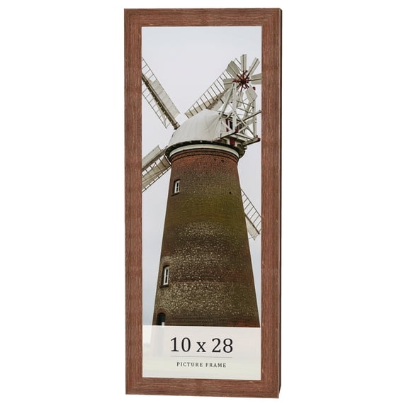 10x28 Frame Brown Farmhouse Solid Wood Picture Frame Width 1.5 Inches | Interior Frame Depth 0.5
