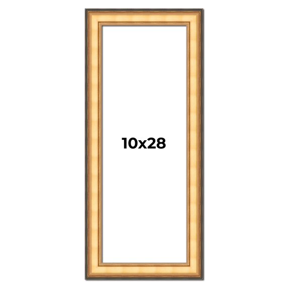 10x28 Frame Gold Plein Aire Solid Wood Picture Frame Width 2 Inches | Interior Frame Depth 0.5