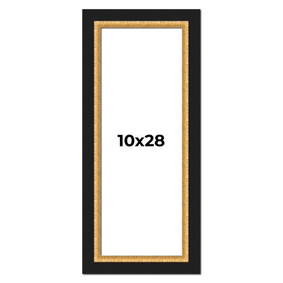 10x28 Frame Gold Real Wood Picture Frame Width 2.25 Inches | Interior Frame Depth 0.5 Inches |