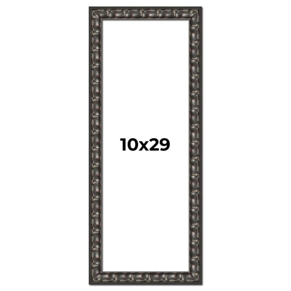 10x29 Frame Black-Brown Medieval Solid Wood Picture Frame | 1.5 Inch Moulding Width | Gotham