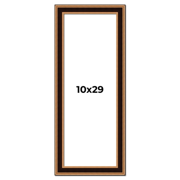 10x29 Frame Gold Brown Plein Air Vintage Solid Wood Picture Frame | 1.75 Inches Moulding Width |