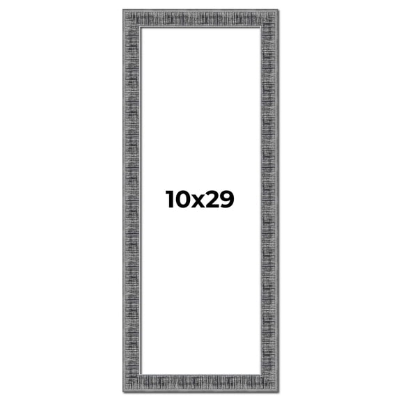 10x29 Frame Silver Black Rustic Sonoma Solid Wood Picture Frame | 1.5 Inch Moulding Width |