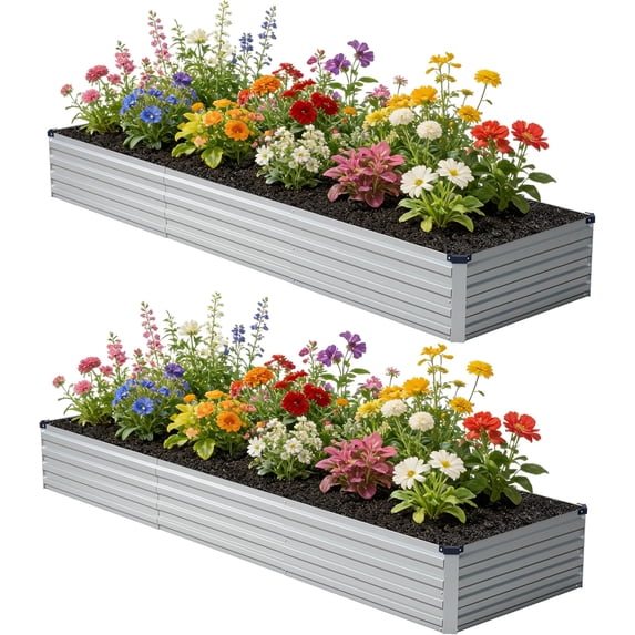10x2x1ft(2 Pack) Galvanized Raised Garden Bed,Outdoor Planter Boxes ...