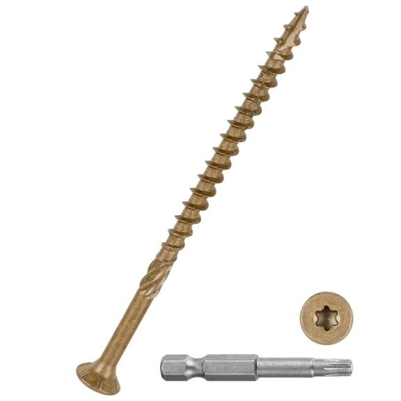 #10x3-1/2" Deck Screws - 60Pack - Good for Decks, Fences, Frames, Farms, Outdoor Furniture - Carbon Steel Wood Screws Decking Screws W/ T25 Torx Star Drive Bit - Tan